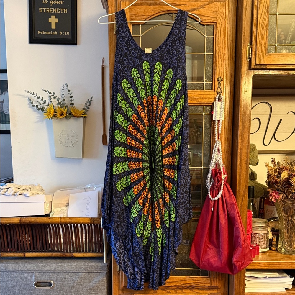 Vibrant Sleeveless Maxi Dress - Navy, Lime, Tangerine